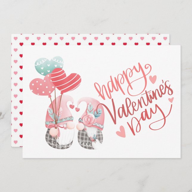 Happy Valentine's Day Cute Gnome Photo Valentine Card (Front/Back)