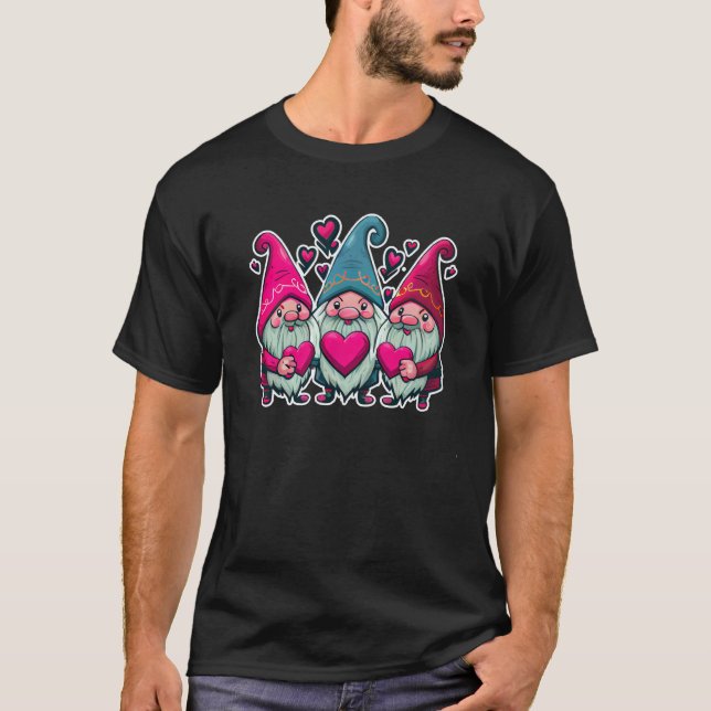 Happy Valentine's Day Cute Gnomes Graphic Romantic T-Shirt (Front)