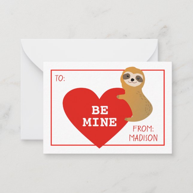 Happy Valentine's Day | Cute Heart Sloth Card (Front)