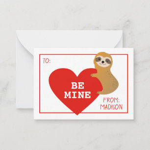 Happy Valentine's Day   Cute Heart Sloth Card