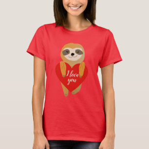 Happy Valentine's Day   Cute Heart Sloth T-Shirt