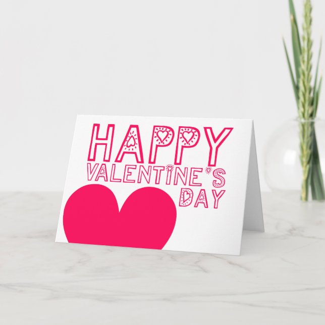 Happy Valentine's Day Cute Modern greeting Card (Front)