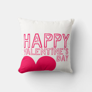 Happy Valentine's Day Cute Modern Square Pillow