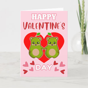 HAPPY VALENTINE'S DAY Cute Pear Bear Pair Holiday Card