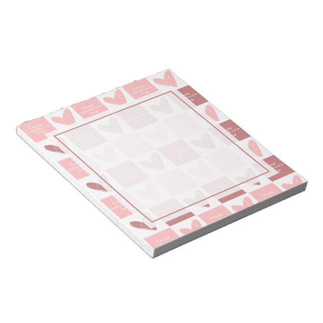 Happy Valentine's Day Cute Pink Hearts Pattern Notepad (Angled)