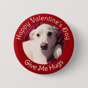 Happy Valentine's Day Cute Puppy Dog Photo Red 6 Cm Round Badge