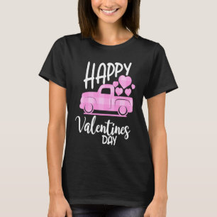 Happy Valentines Day Cute Retro Pink Heart Plaid T T-Shirt