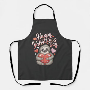 Happy Valentines Day Cute Sloth with Heart T-Shirt Apron
