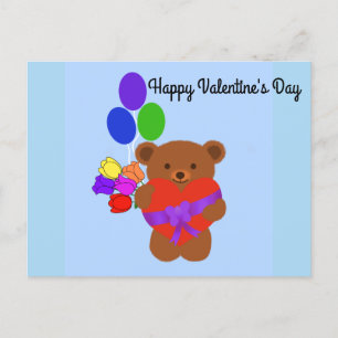 Happy Valentine's Day Cute Teddy Bear #4 Postcard
