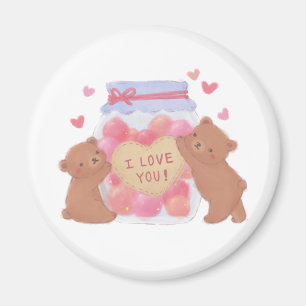 Happy Valentine's Day Cute Teddy Bears Magnet