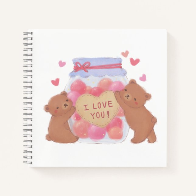 Happy Valentine's Day Cute Teddy Bears Notebook (Front)