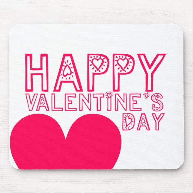 Happy Valentine's day Cute typography Mouse Mat (Front)