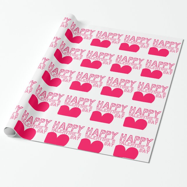Happy Valentine's day Cute typography Wrapping Paper (Unrolled)