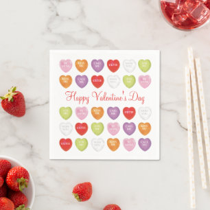Happy Valentine's Day Cute Whimsical Colourful Napkin