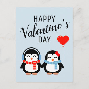 Happy Valentine's Day   Cutie Pie Penguins Postcard