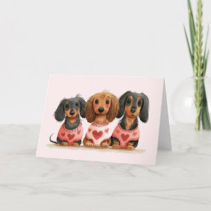 Happy Valentines Day Dachshund Dogs Holiday Card