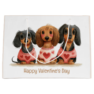 Happy Valentines Day Dachshund Dogs Large Gift Bag