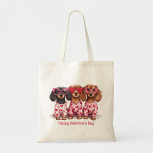 Happy Valentines Day Dachshund Dogs Tote Bag