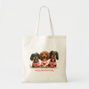 Happy Valentines Day Dachshund Dogs Tote Bag