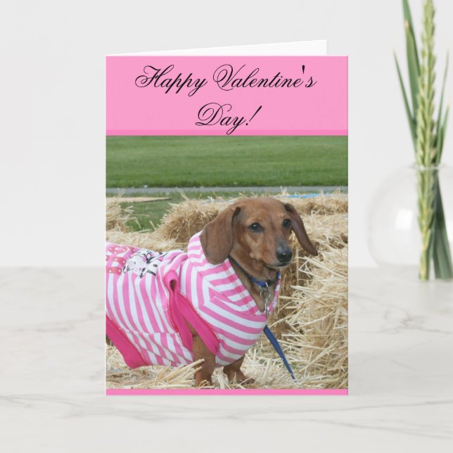 Happy Valentine's Day Dachshund greeting card (Front)