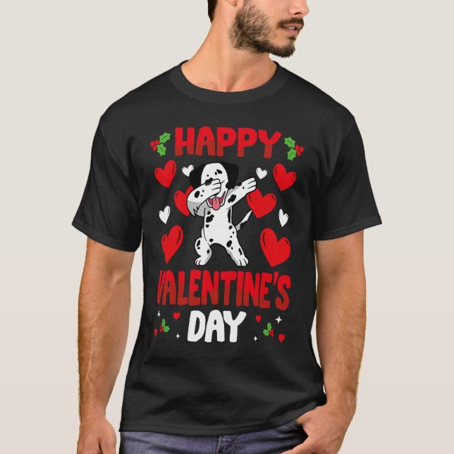 Happy Valentines Day dalmatian Heart Love Animal T-Shirt (Front)