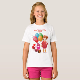 Happy Valentines Day Daughter Balloons Hearts Cute T-Shirt
