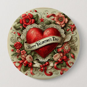 Happy Valentine's Day decorative illustration 10 Cm Round Badge