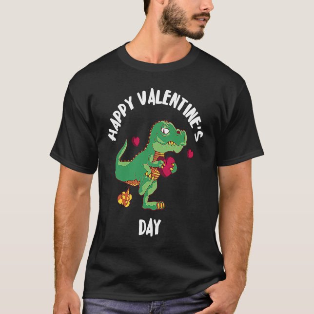 Happy Valentine's Day Dino Hearts rex Love Dinosau T-Shirt (Front)