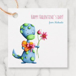 Happy Valentine's Day Dinosaur Kids Favour Tags