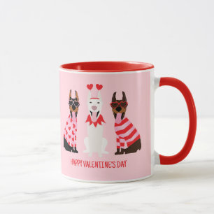 Happy Valentines Day Dobermann Dogs Mug