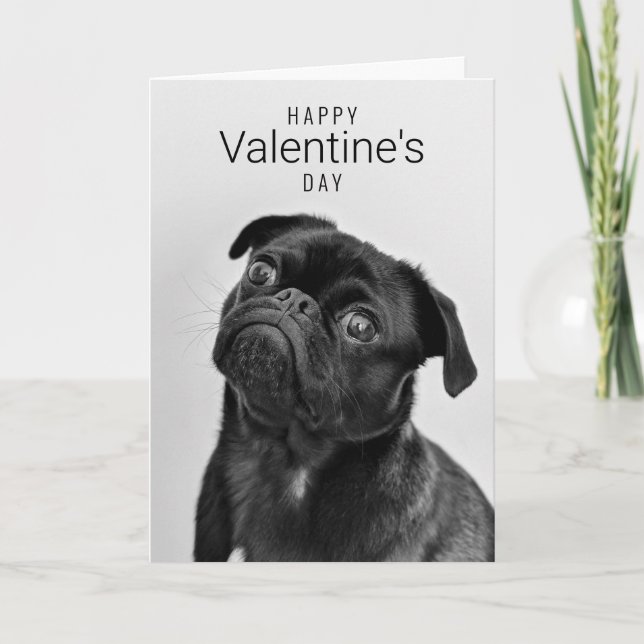 Happy Valentine's Day | Dog Face | Add Your Name Thank You Card (Front)
