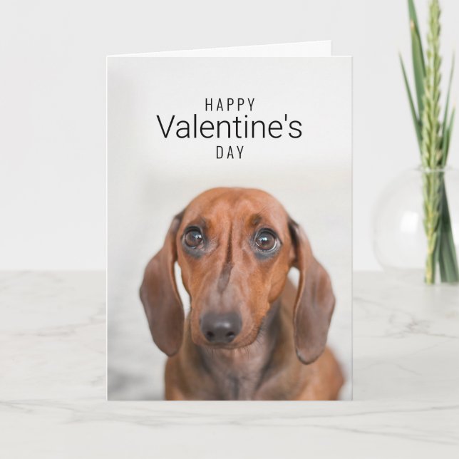 Happy Valentine's Day | Dog Face | Add Your Name Thank You Card (Front)