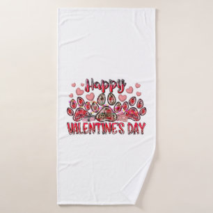Happy Valentines Day Dog Pet Bath Towel