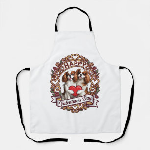 Happy Valentines Day Dog Red Heart Floral Frame_1 Apron