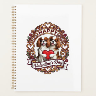 Happy Valentines Day Dog Red Heart Floral Frame_1 Planner