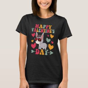 Happy Valentines Day Donkey Heart Love Groovy T-Shirt