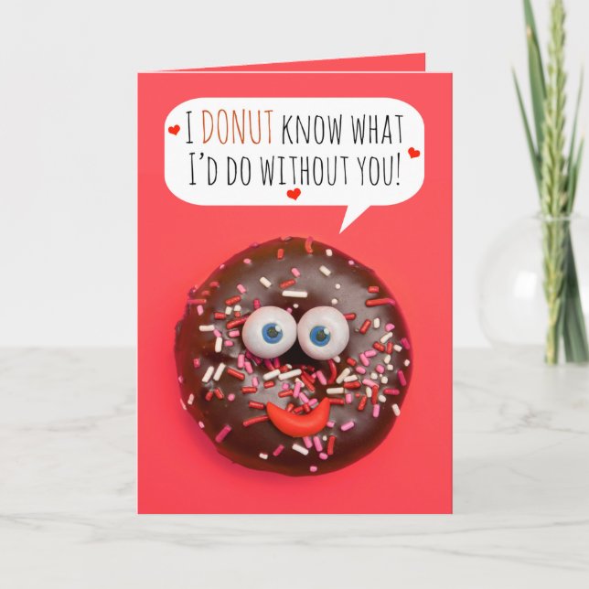Happy Valentine's Day Doughnut Humour Holiday Card (Front)