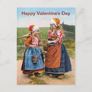 HAPPY VALENTINE'S DAY Dutch Sisters POST CARD !!!