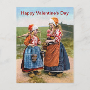 HAPPY VALENTINE'S DAY Dutch Sisters POST CARD !!!