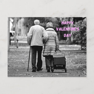 Happy Valentines Day Elderly Couple in the Park  Postcard