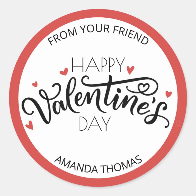 Happy valentine's day Elegant   Classic Round Sticker (Front)