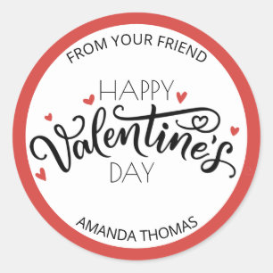 Happy valentine's day Elegant   Classic Round Sticker