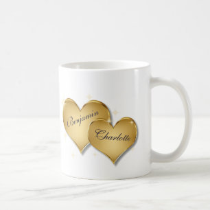 Happy Valentine's Day Elegant Golden Hearts Coffee Mug