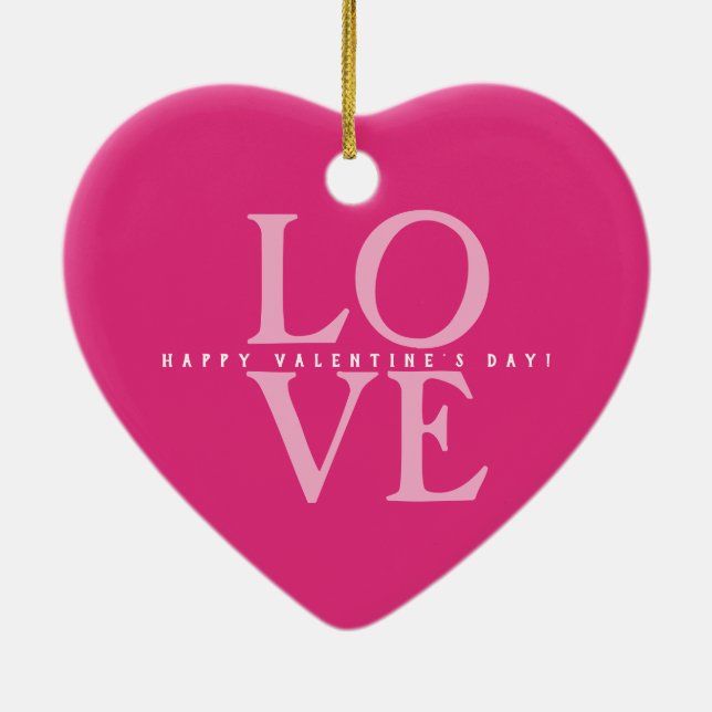 Happy Valentine's Day Elegant Love Romantic pink Ceramic Tree Decoration (Back)