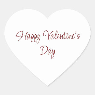 Happy Valentine's Day Elegant Red Script Heart Sticker