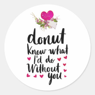 Happy Valentine's Day Elegant Script Hearts Text Classic Round Sticker