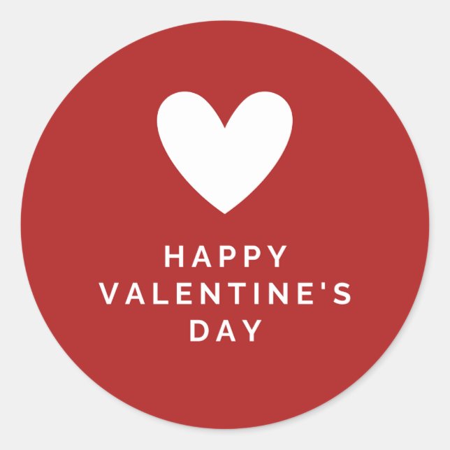 Happy Valentine's Day Elegant Script Pink Hearts  Classic Round Sticker (Front)