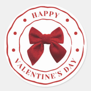 Happy Valentine's Day Elegant Script Pink Hearts  Classic Round Sticker