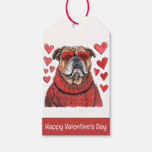 Happy Valentines Day English Bulldog Gift Tags