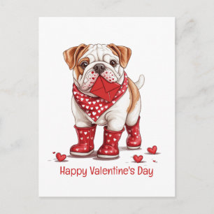 Happy Valentines Day English Bulldog Holiday Postcard